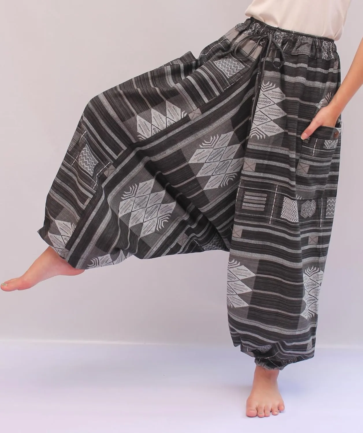 ChiangmaiThaiShop 100% Cotton Baggy Boho Aladin Yoga Harem Pants