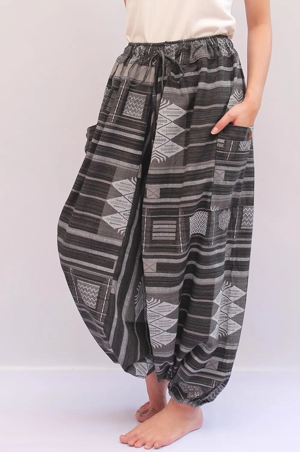 ChiangmaiThaiShop 100% Cotton Baggy Boho Aladin Yoga Harem Pants