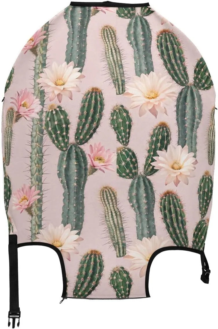CHIFIGNO Cactus Flower Pink Anti-Scratch Suitcase Covers for Luggage for Kid and Adult 18-32 Inch Suitcase M Fits 22-24 Inch