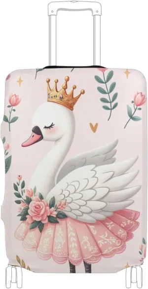 CHIFIGNO Floral Swan Pink Cover for Luggage Travel Fits 18-32 Inch Luggage Covers Protector Elastic Luggage Anti-scratch Baggage Cover XL Fits 29-32 Inch