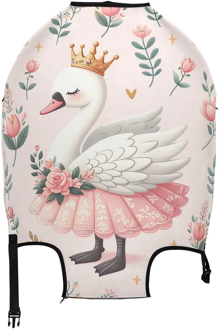 CHIFIGNO Floral Swan Pink Cover for Luggage Travel Fits 18-32 Inch Luggage Covers Protector Elastic Luggage Anti-scratch Baggage Cover XL Fits 29-32 Inch