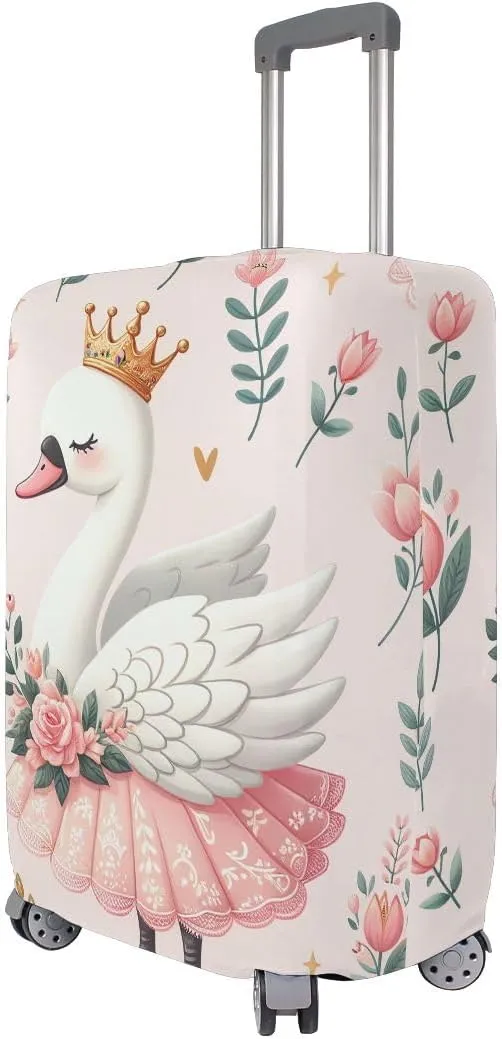 CHIFIGNO Floral Swan Pink Cover for Luggage Travel Fits 18-32 Inch Luggage Covers Protector Elastic Luggage Anti-scratch Baggage Cover XL Fits 29-32 Inch