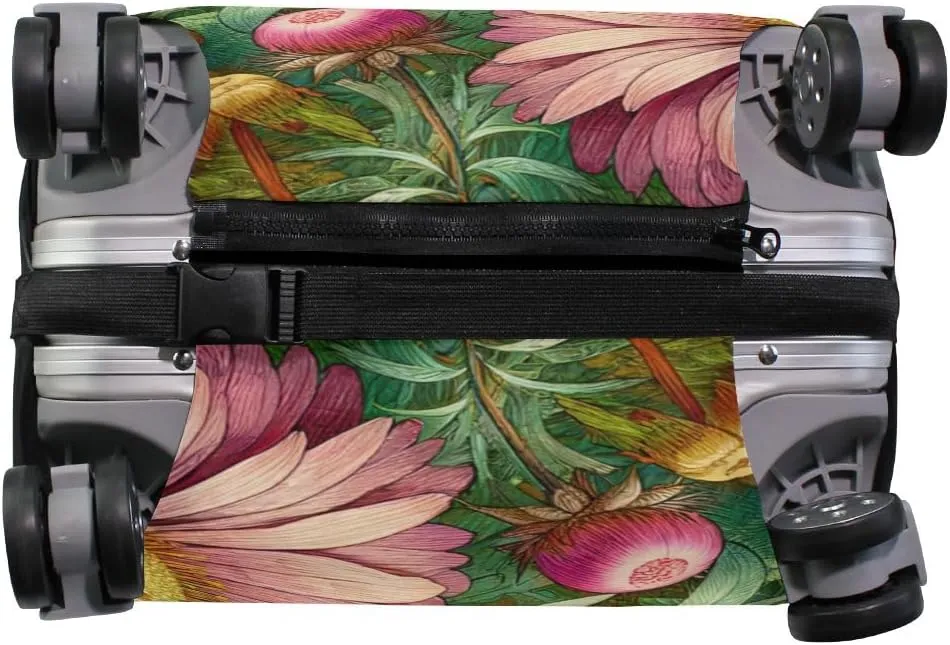 CHIFIGNO Flower Dragonfly Cover for Luggage Travel Large Suitcase Cover with Concealed Zipper Suitable for 18-32 Inch M Fits 22-24 Inch