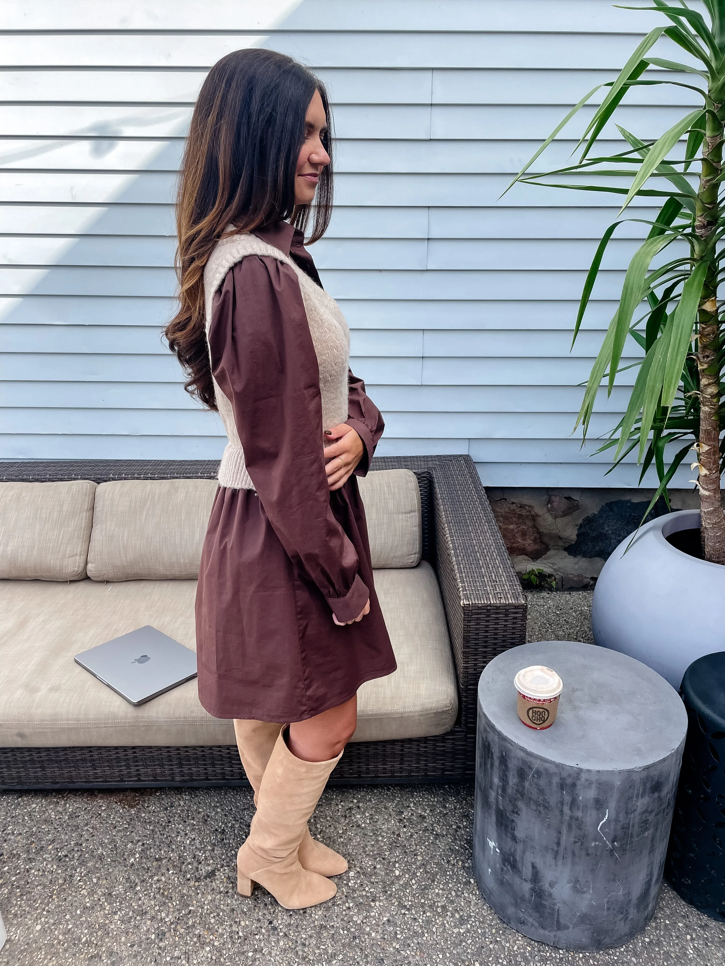 Chocolate Sweater Vest Dress