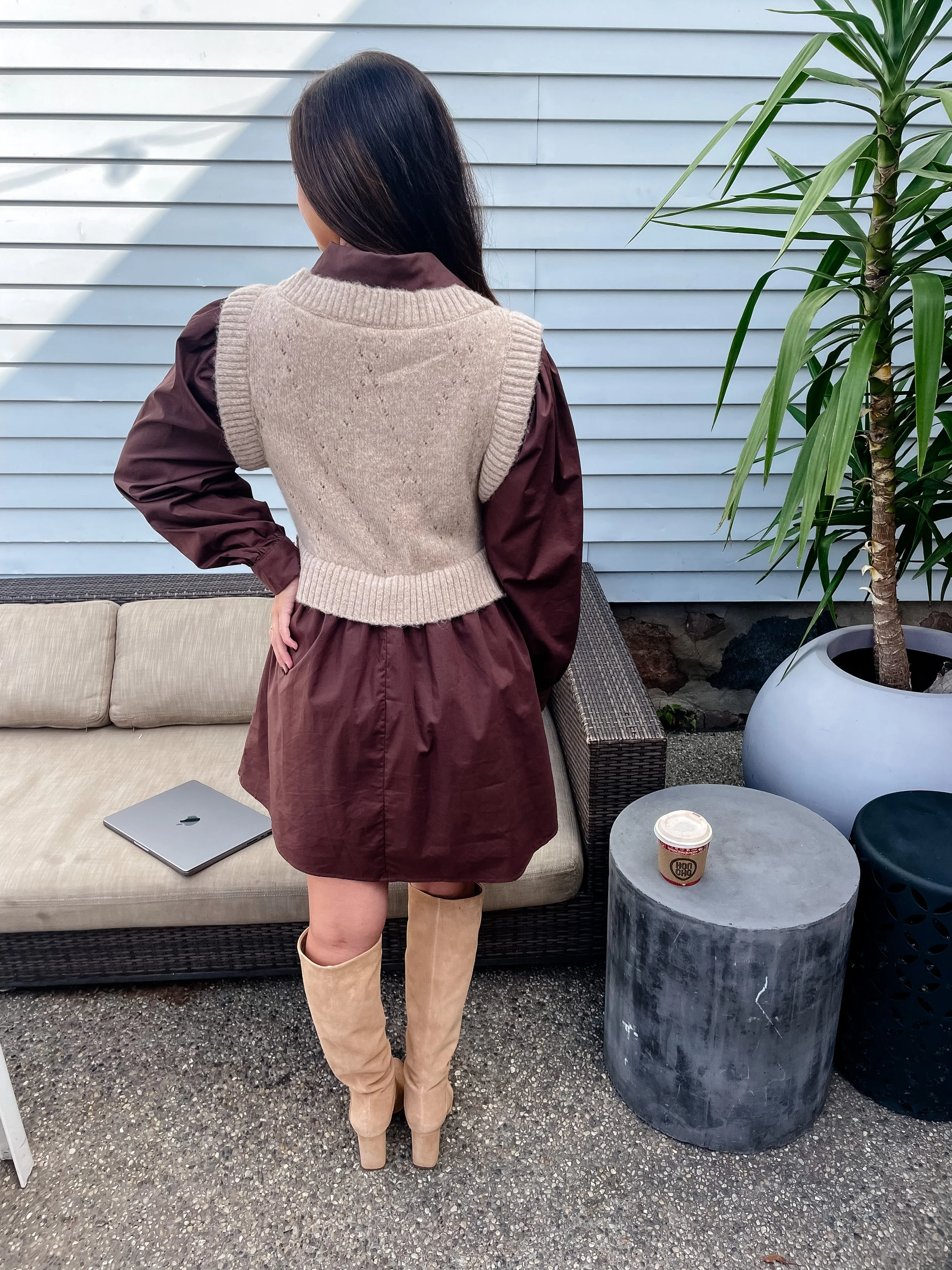 Chocolate Sweater Vest Dress