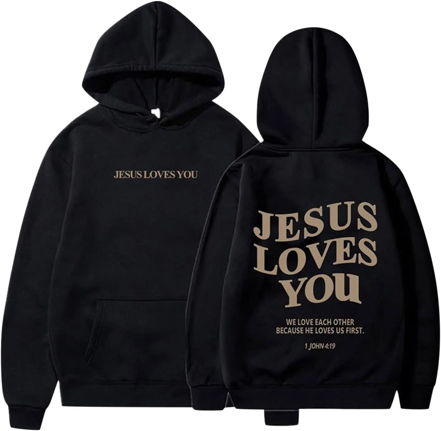 Christian Sweatshirts Women Jesus Loves You Hoodie Oversized Casual Pullover Inspirational Long Sleeve Tops