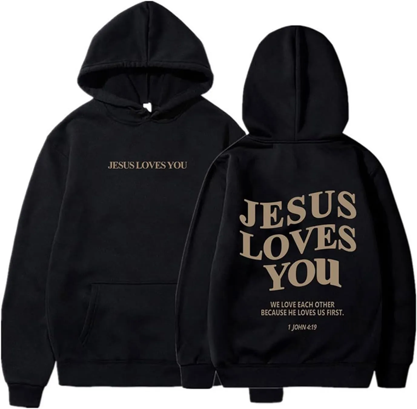 Christian Sweatshirts Women Jesus Loves You Hoodie Oversized Casual Pullover Inspirational Long Sleeve Tops