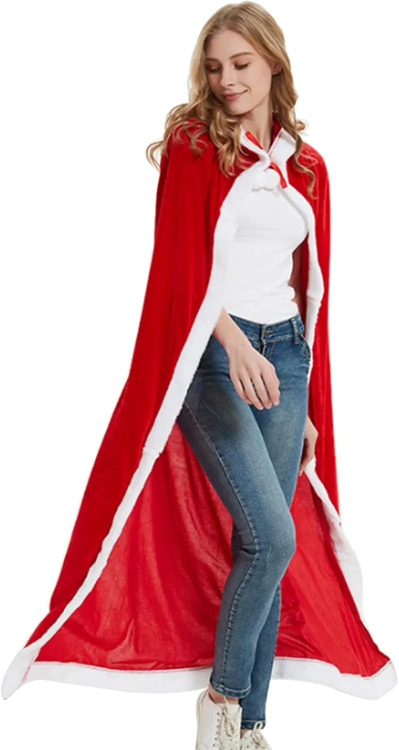Christmas Cloak, Santa Velvet Robe Cape for Women Kids Gifts Christmas Decoration Cosplay Christmas Costume Party