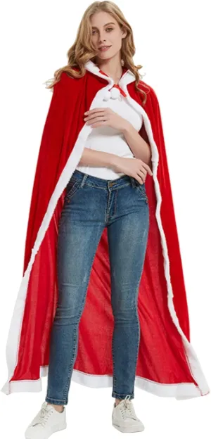 Christmas Cloak, Santa Velvet Robe Cape for Women Kids Gifts Christmas Decoration Cosplay Christmas Costume Party
