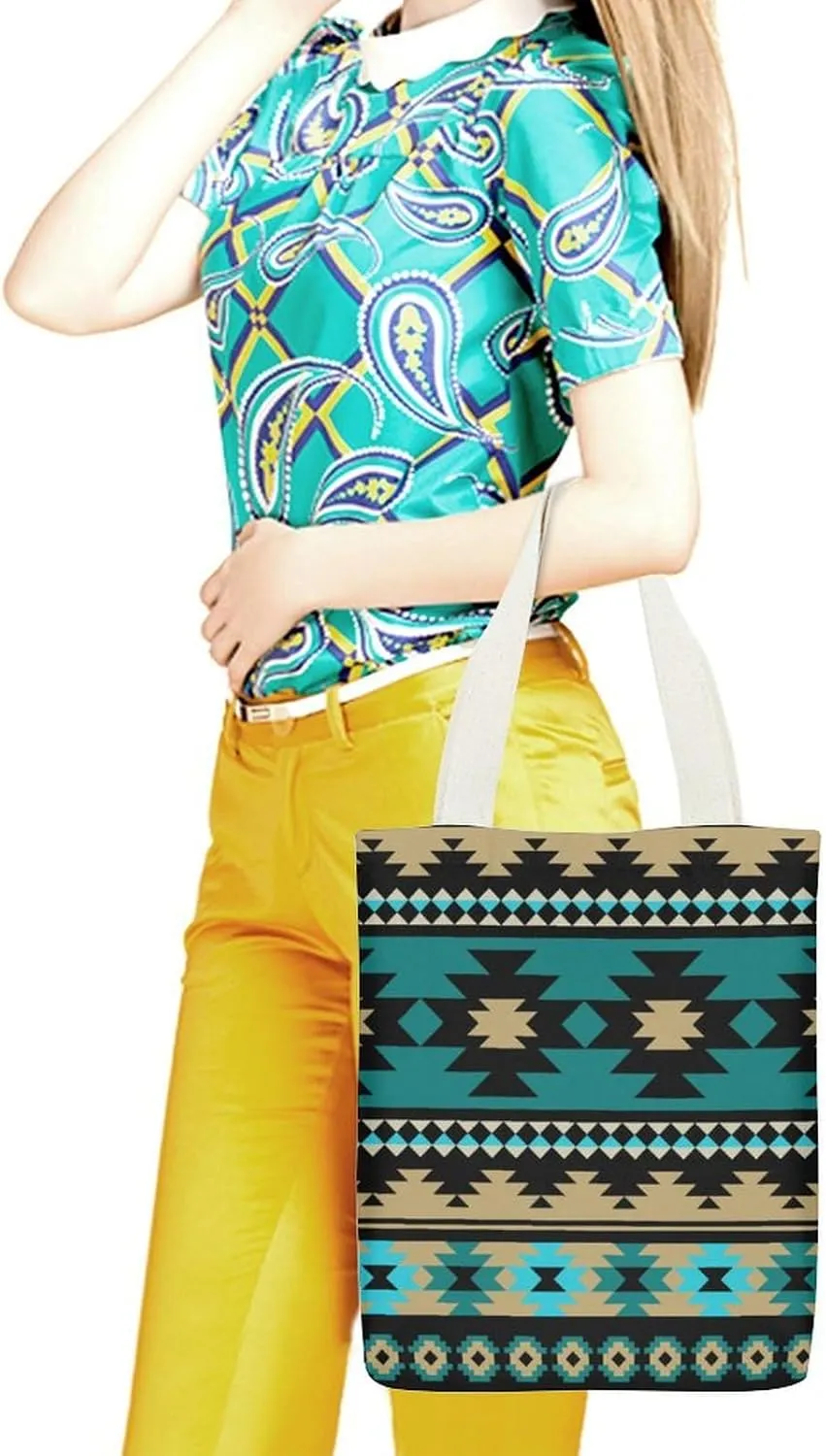 Colorful Graffiti Patterns Canvas Tote Bag with Pockets for Daily Versatility