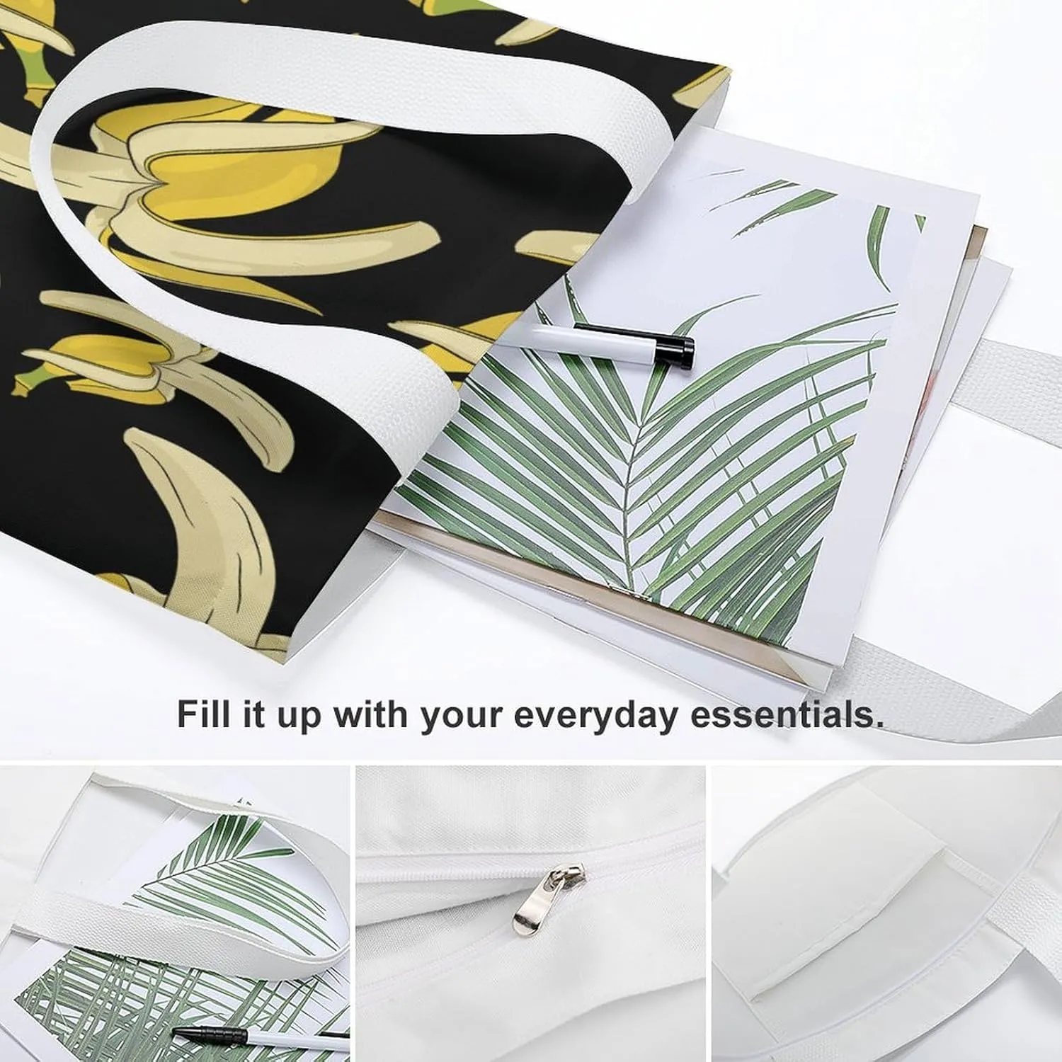 Colorful Graffiti Patterns Canvas Tote Bag with Pockets for Daily Versatility