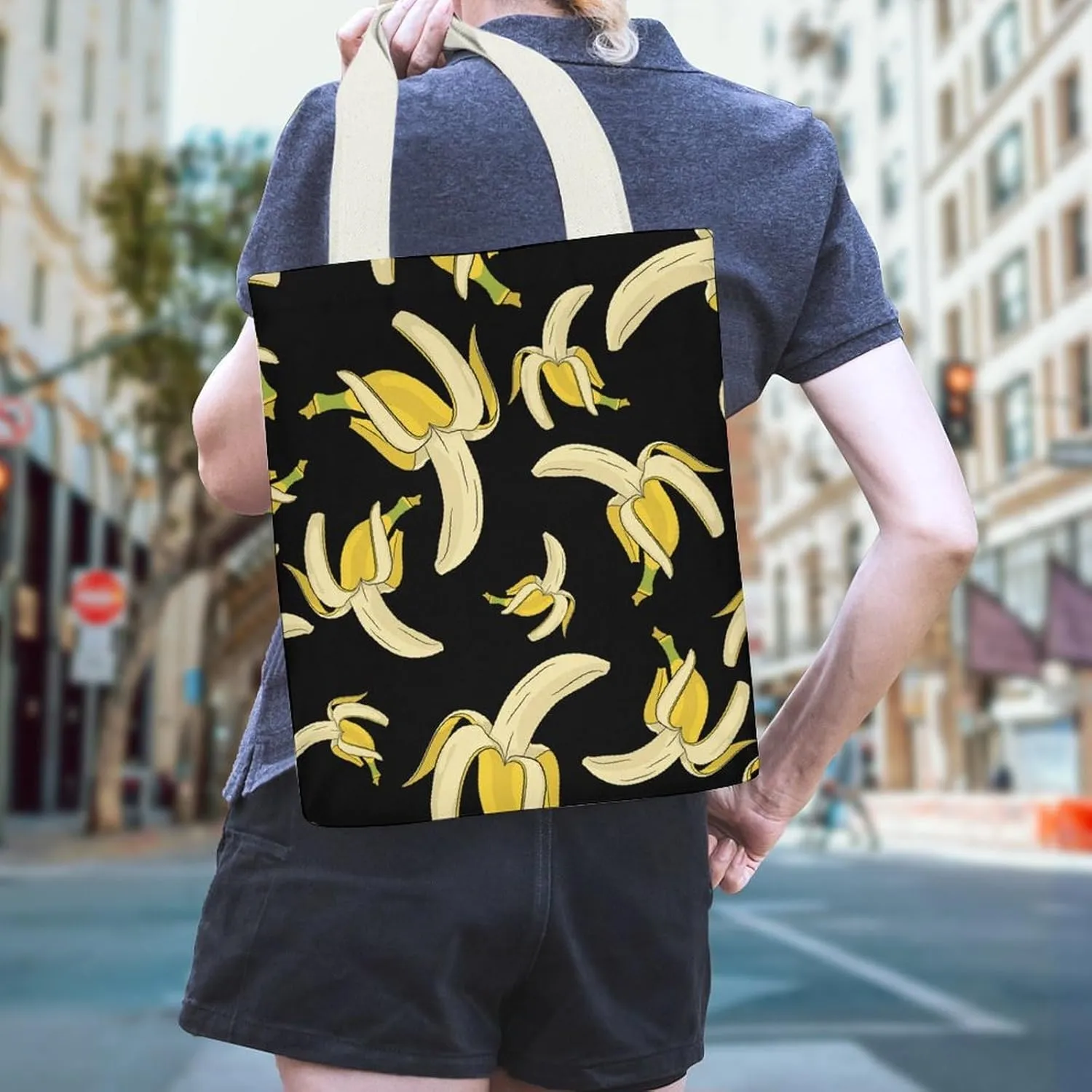 Colorful Graffiti Patterns Canvas Tote Bag with Pockets for Daily Versatility