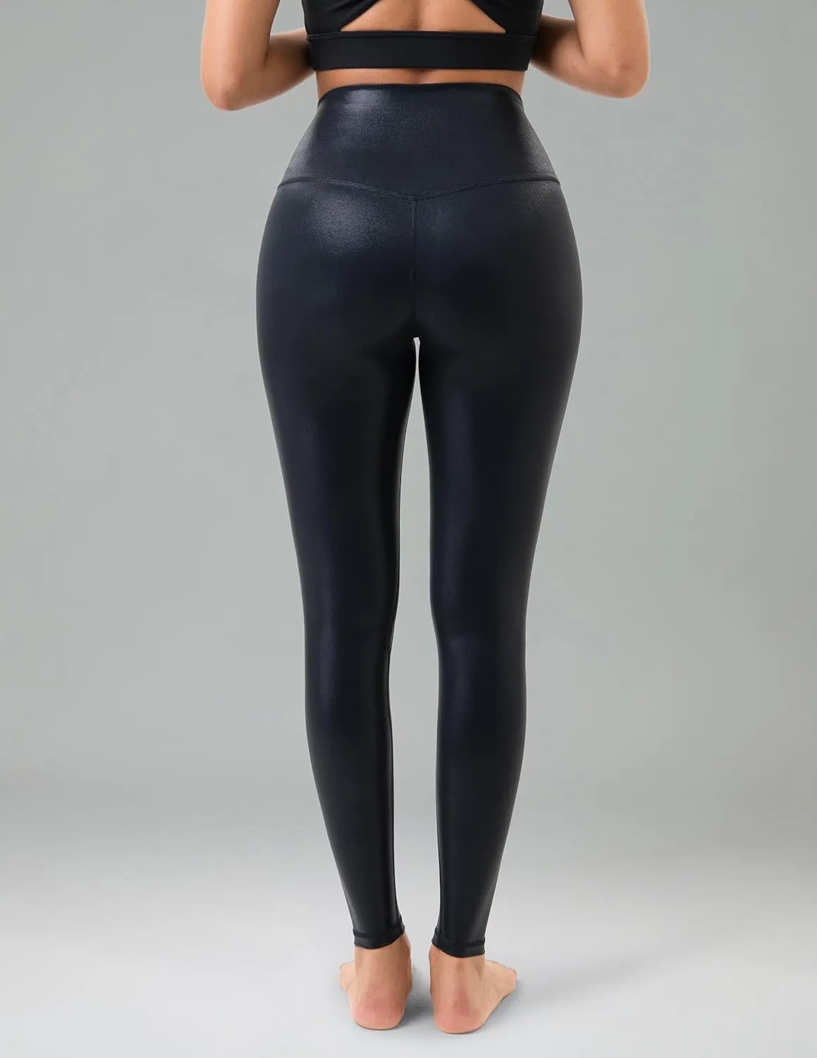 Colorfulkoala Women's High Waisted Matte Faux Leather Leggings Full Length Yoga Pants