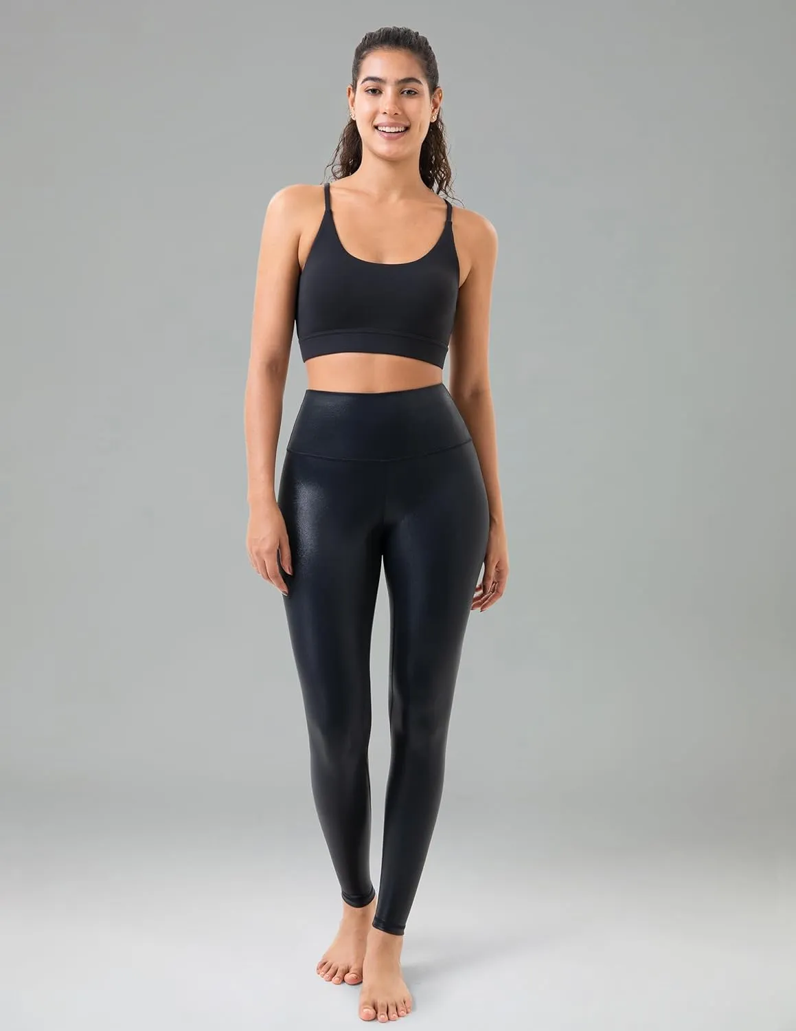 Colorfulkoala Women's High Waisted Matte Faux Leather Leggings Full Length Yoga Pants