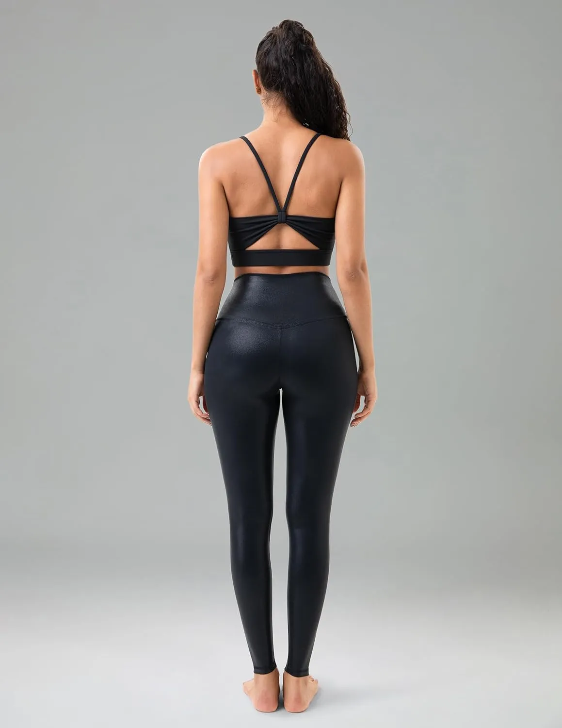 Colorfulkoala Women's High Waisted Matte Faux Leather Leggings Full Length Yoga Pants