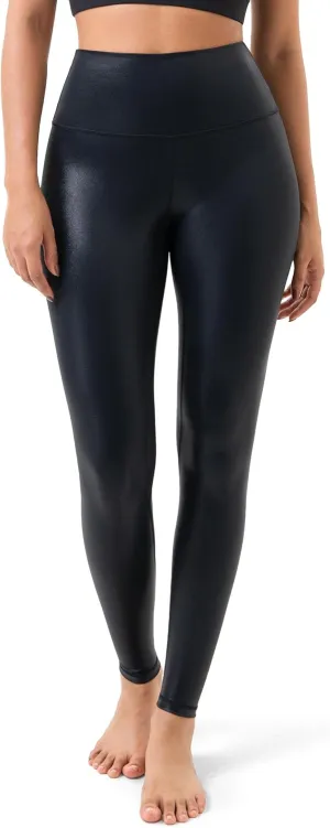 Colorfulkoala Women's High Waisted Matte Faux Leather Leggings Full Length Yoga Pants