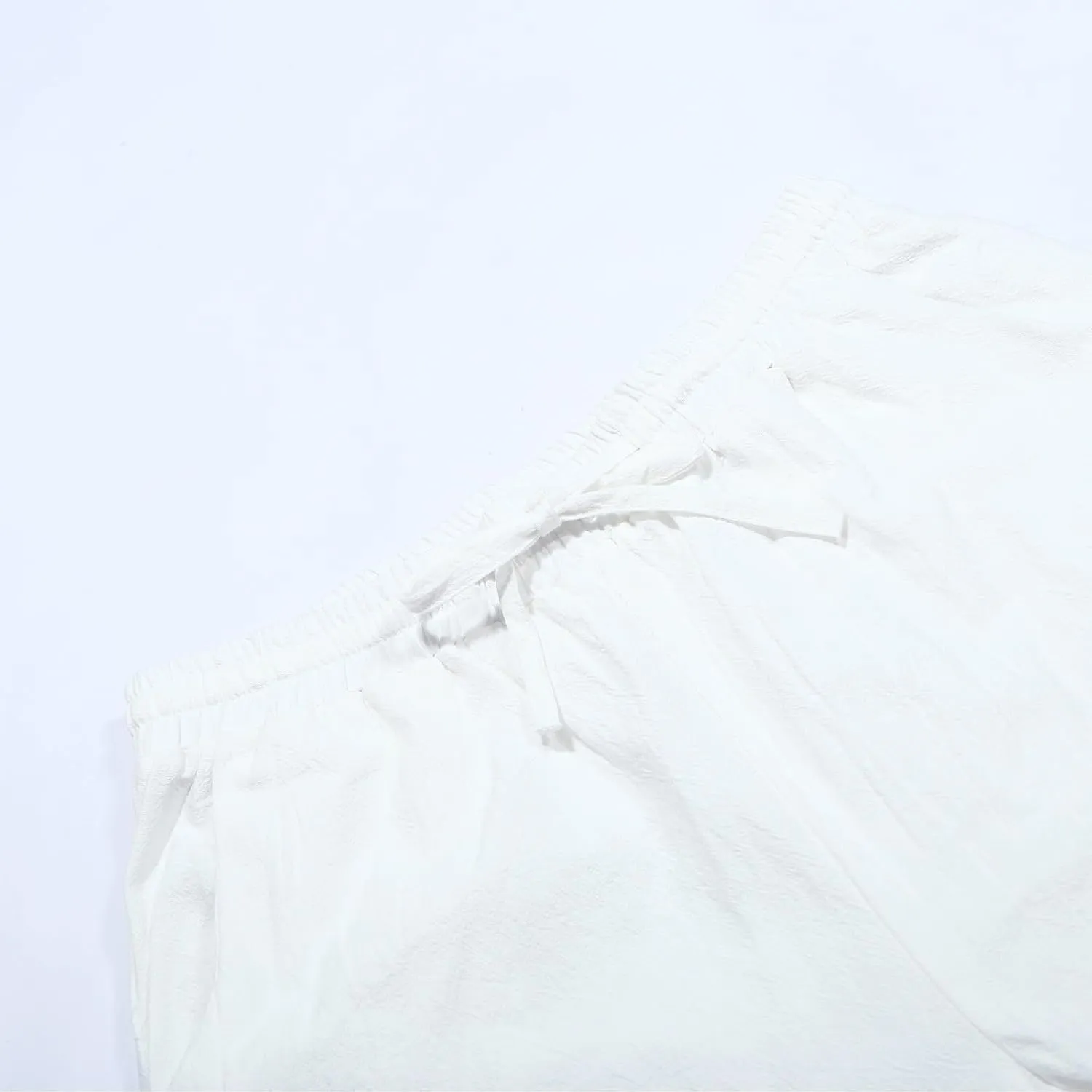 Cotton Linen Pants for Women Summer Wide Leg Elastic Straight Leg Lounge Pant Drawstring Lightweight Beach Trousers