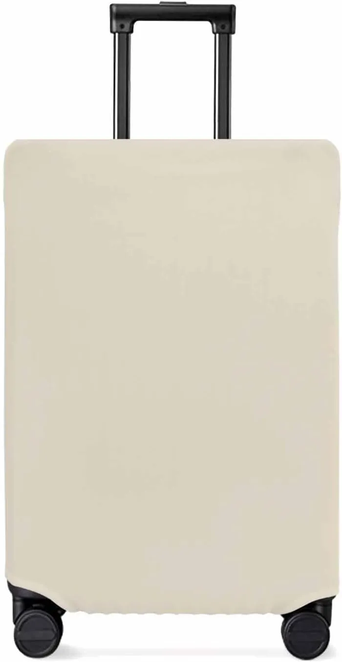 Cream Travel Luggage Cover, Solid Anti-scratch Travel Suitcase Protector Covers, Washable Elastic Baggage Covers Fit 19-21 Inch Carry on Luggage