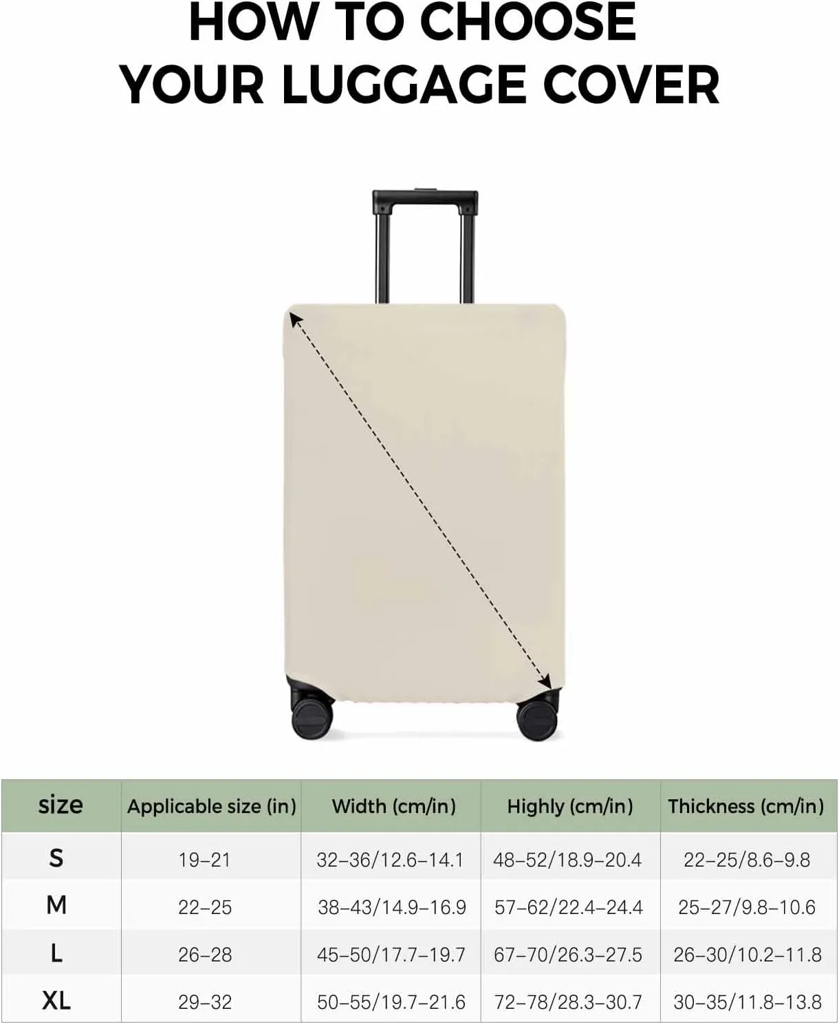 Cream Travel Luggage Cover, Solid Anti-scratch Travel Suitcase Protector Covers, Washable Elastic Baggage Covers Fit 19-21 Inch Carry on Luggage