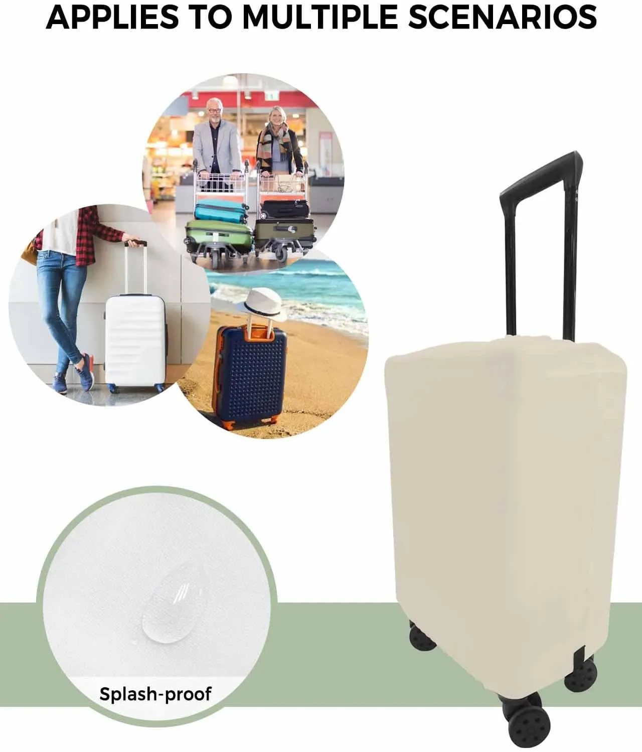 Cream Travel Luggage Cover, Solid Anti-scratch Travel Suitcase Protector Covers, Washable Elastic Baggage Covers Fit 19-21 Inch Carry on Luggage