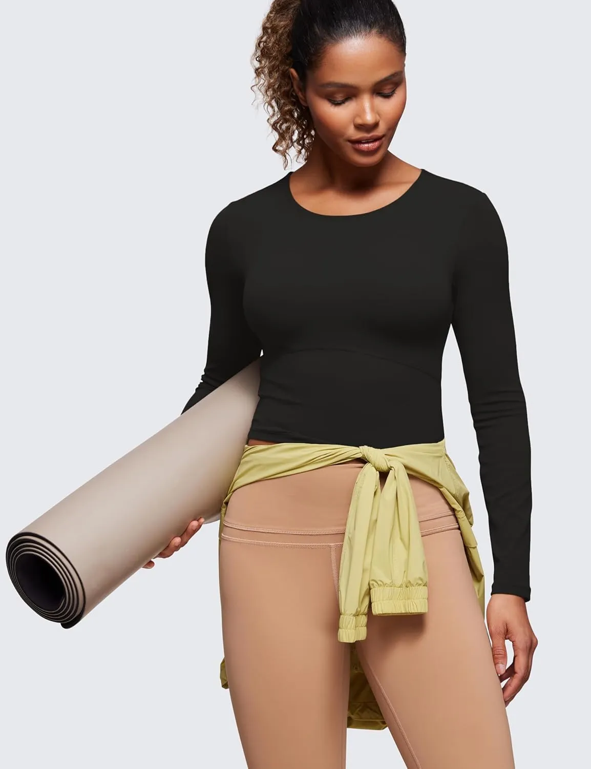 CRZ YOGA Butterluxe Womens Long Sleeve Crop Yoga Shirts Slim Fit Cropped Workout Tops Athletic Casual Basic Tight Shirt