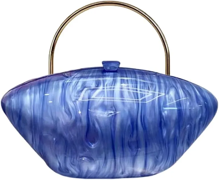 Cute Acrylic Shell Shaped Clutch Purse Small Evening Handbags for Women Wedding Party Prom CrossBody Bag