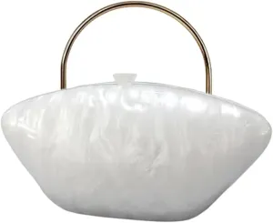 Cute Acrylic Shell Shaped Clutch Purse Small Evening Handbags for Women Wedding Party Prom CrossBody Bag