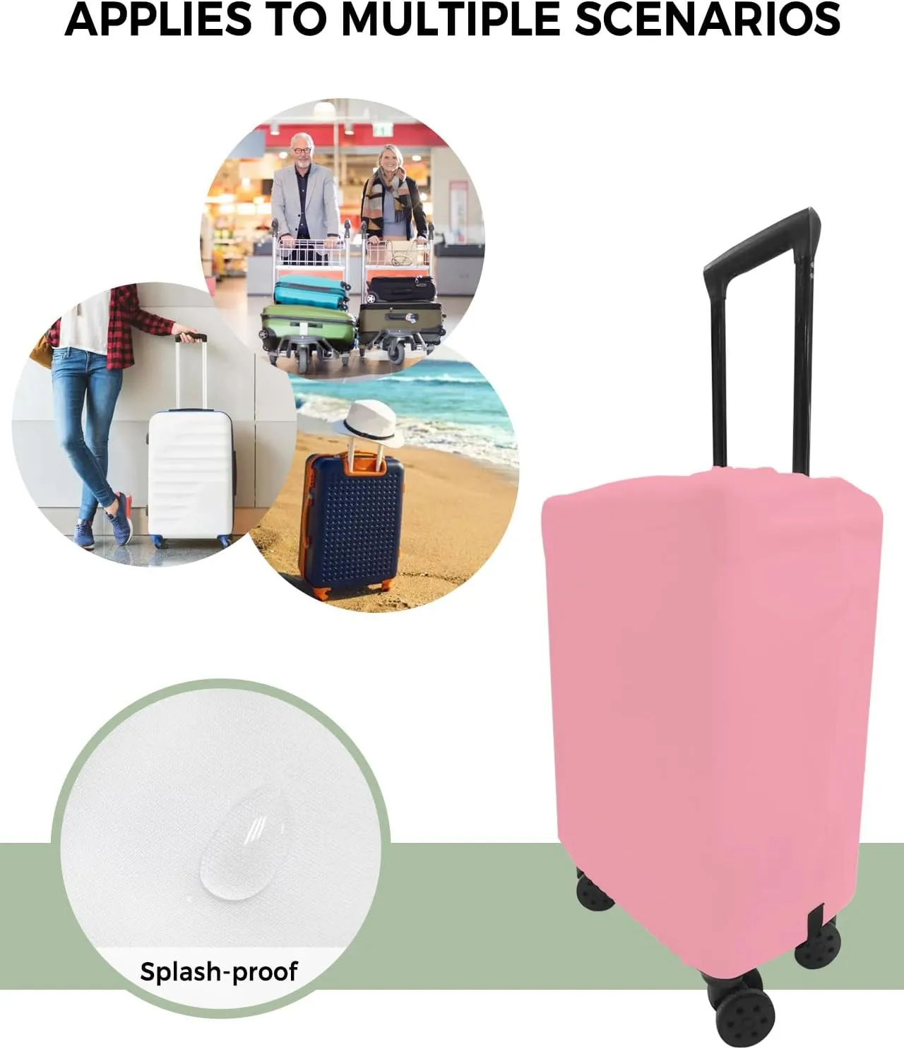 Cute Girily Pink Travel Luggage Cover, Solid Anti-scratch Travel Suitcase Protector Covers, Washable Elastic Baggage Covers Fit 26-28 Inch Carry on Luggage