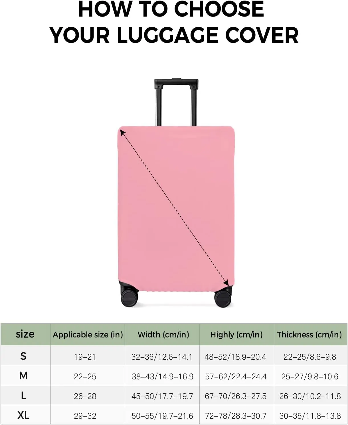 Cute Girily Pink Travel Luggage Cover, Solid Anti-scratch Travel Suitcase Protector Covers, Washable Elastic Baggage Covers Fit 26-28 Inch Carry on Luggage