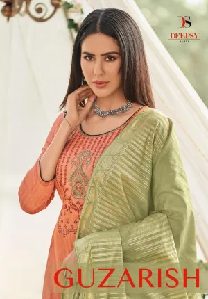DEEPSY SUITS GUZARISH JAM SATIN EMBROIDERY SUIT COLLECTION