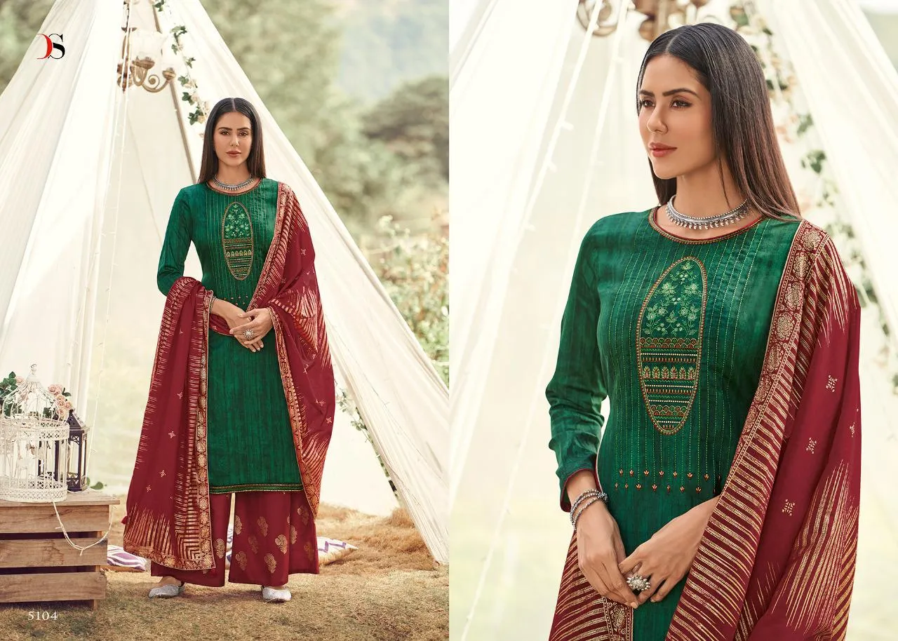 DEEPSY SUITS GUZARISH JAM SATIN EMBROIDERY SUIT COLLECTION