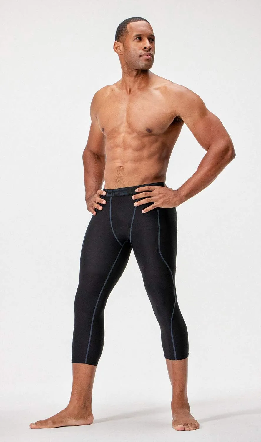 DEVOPS 2 Pack Men's 3/4 Compression Pants Athletic Leggings with Pocket