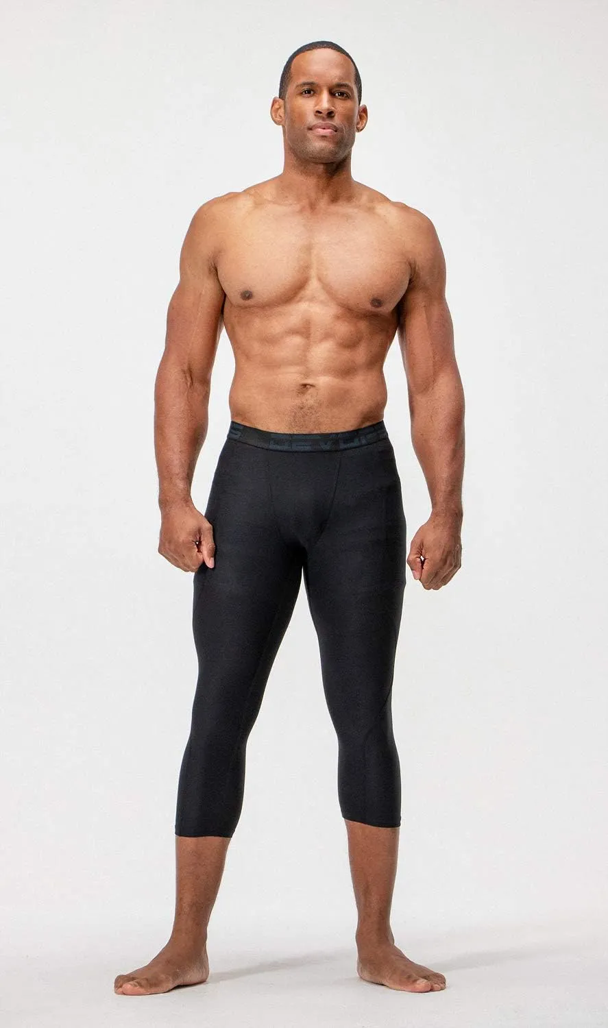 DEVOPS 2 Pack Men's 3/4 Compression Pants Athletic Leggings with Pocket