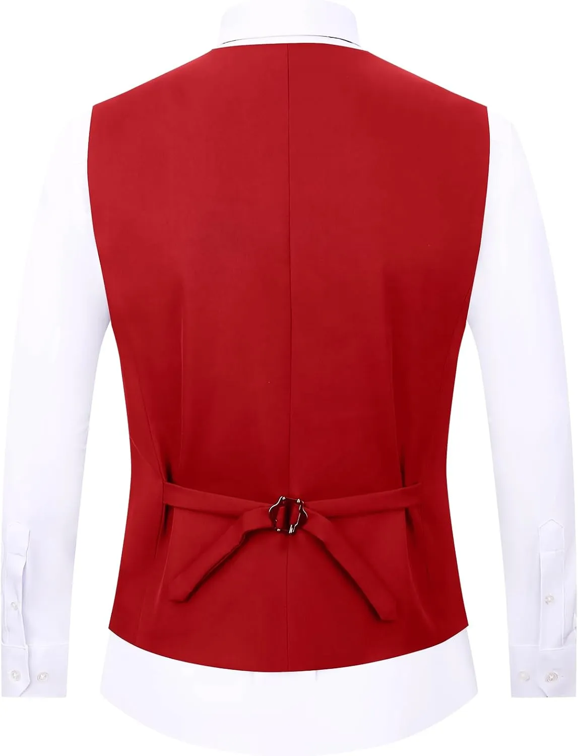 DOKKIA Men's Dress Vest Suit Waistcoat Formal Business Slim Fit V-neck Sleeveless Tuxedo Jacket with Chain