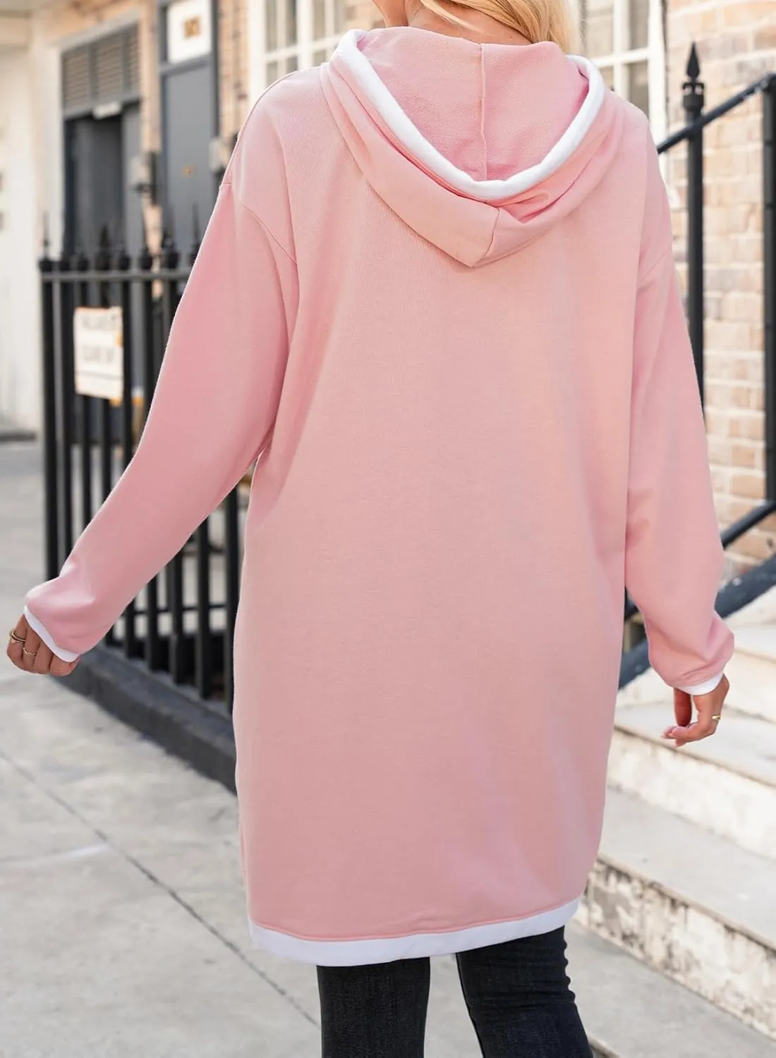 Dokotoo Women's Long Sleeve Hoodie Dress 2024 Pullover Fall Tops Sweatshirt Dress with Pockets