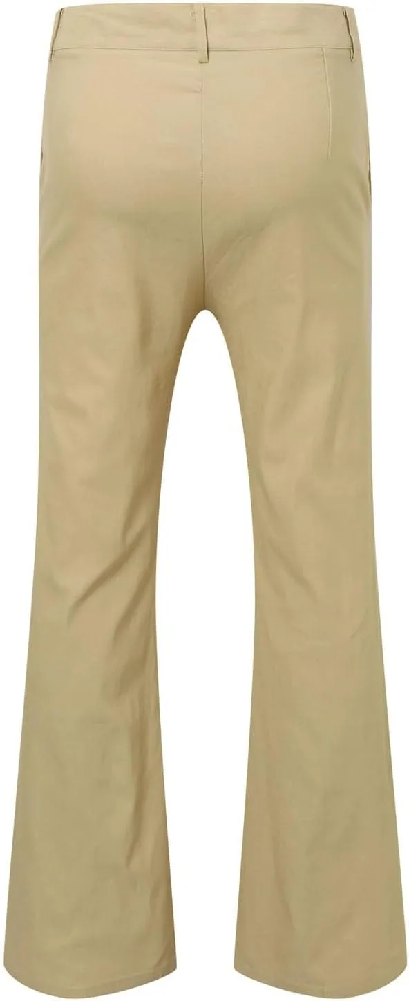 Dress Pants Wide Leg Pants Elastic Waist Solid Color Fashion Comfy Slim Fit Hiking Baggy Casual Pants with Pockets