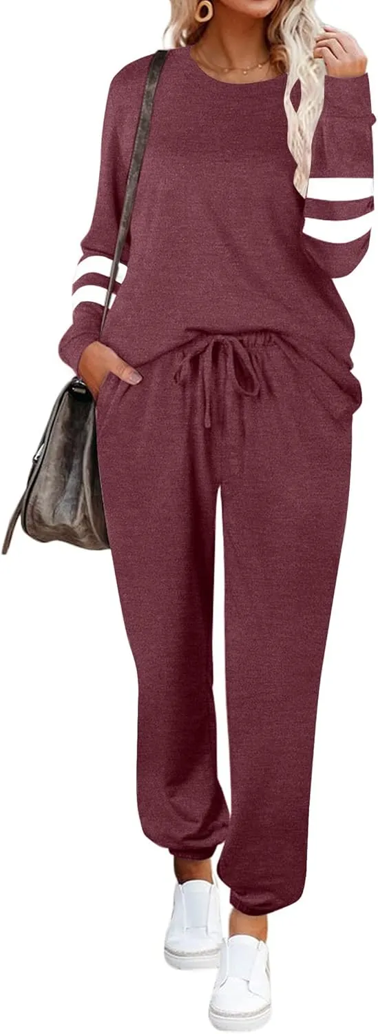 Ekouaer Sweatsuits Womens Loungewear Set Tracksuit Long Sleeve Pajamas Set with Pockets 2 Piece Outfits Lounge Sets