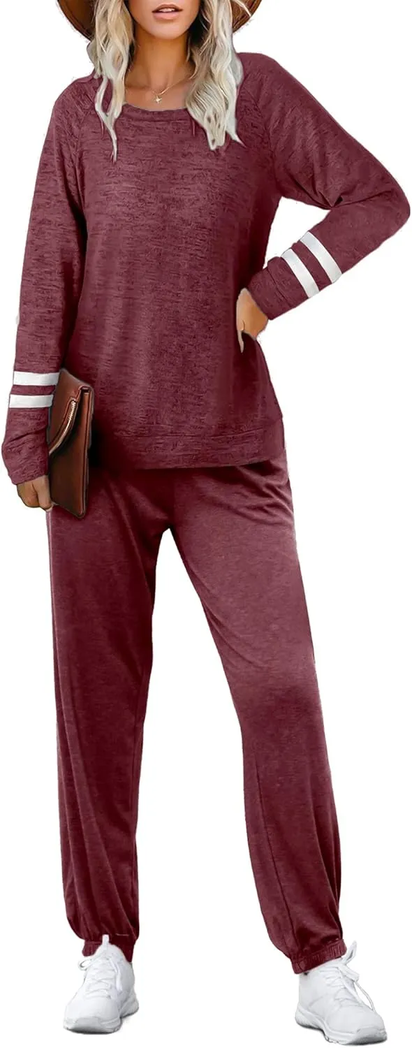 Ekouaer Sweatsuits Womens Loungewear Set Tracksuit Long Sleeve Pajamas Set with Pockets 2 Piece Outfits Lounge Sets