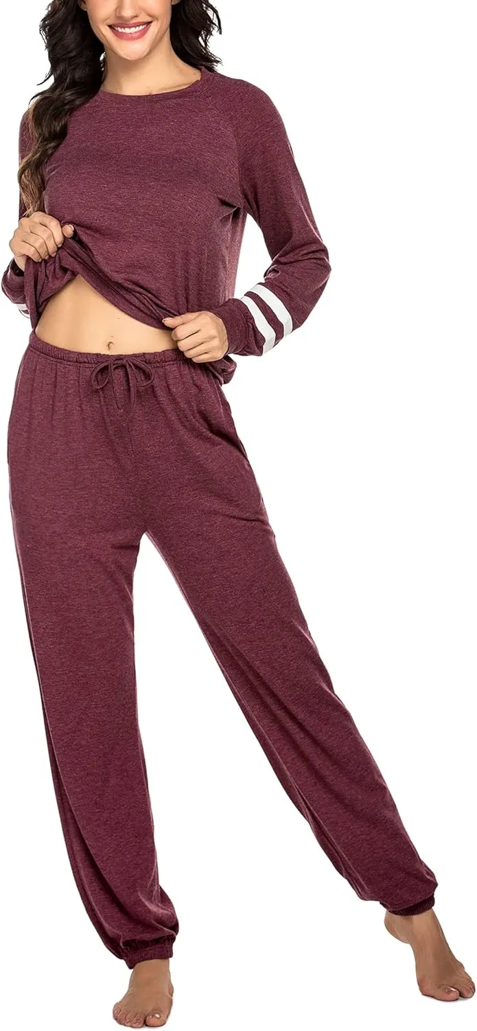 Ekouaer Sweatsuits Womens Loungewear Set Tracksuit Long Sleeve Pajamas Set with Pockets 2 Piece Outfits Lounge Sets