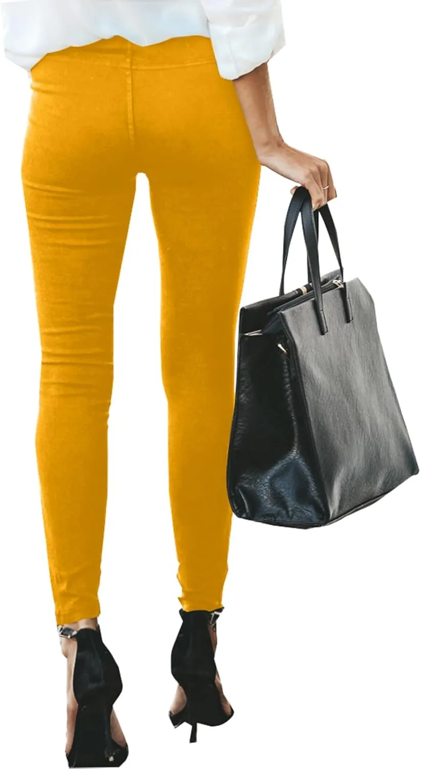 eoeioa Plus Size Leggings with Pockets for Women High Waisted Stretch Skinny Zipper Cropped Pencil Pants Stripe Tights Pants