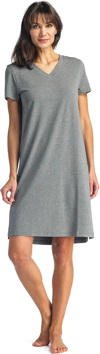 Fishers Finery Women's Organic Cotton and Rayon Blend Short Sleeve Sleep Dress Sleep Shirt