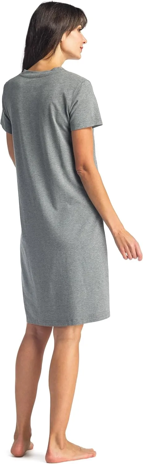 Fishers Finery Women's Organic Cotton and Rayon Blend Short Sleeve Sleep Dress Sleep Shirt