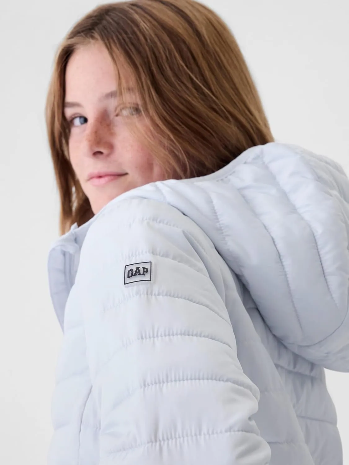 GAP Girls' Logo Lightweight Puffer Jacket