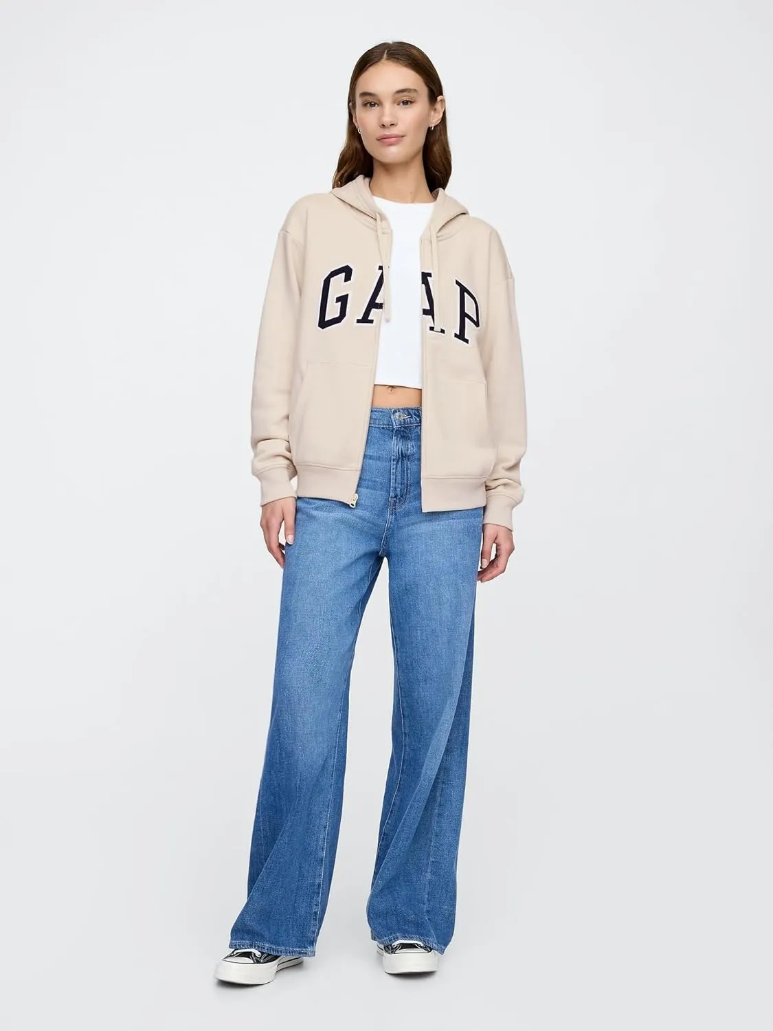 GAP Women's Logo Hoodie Hooded Full Zip Sweatshirt