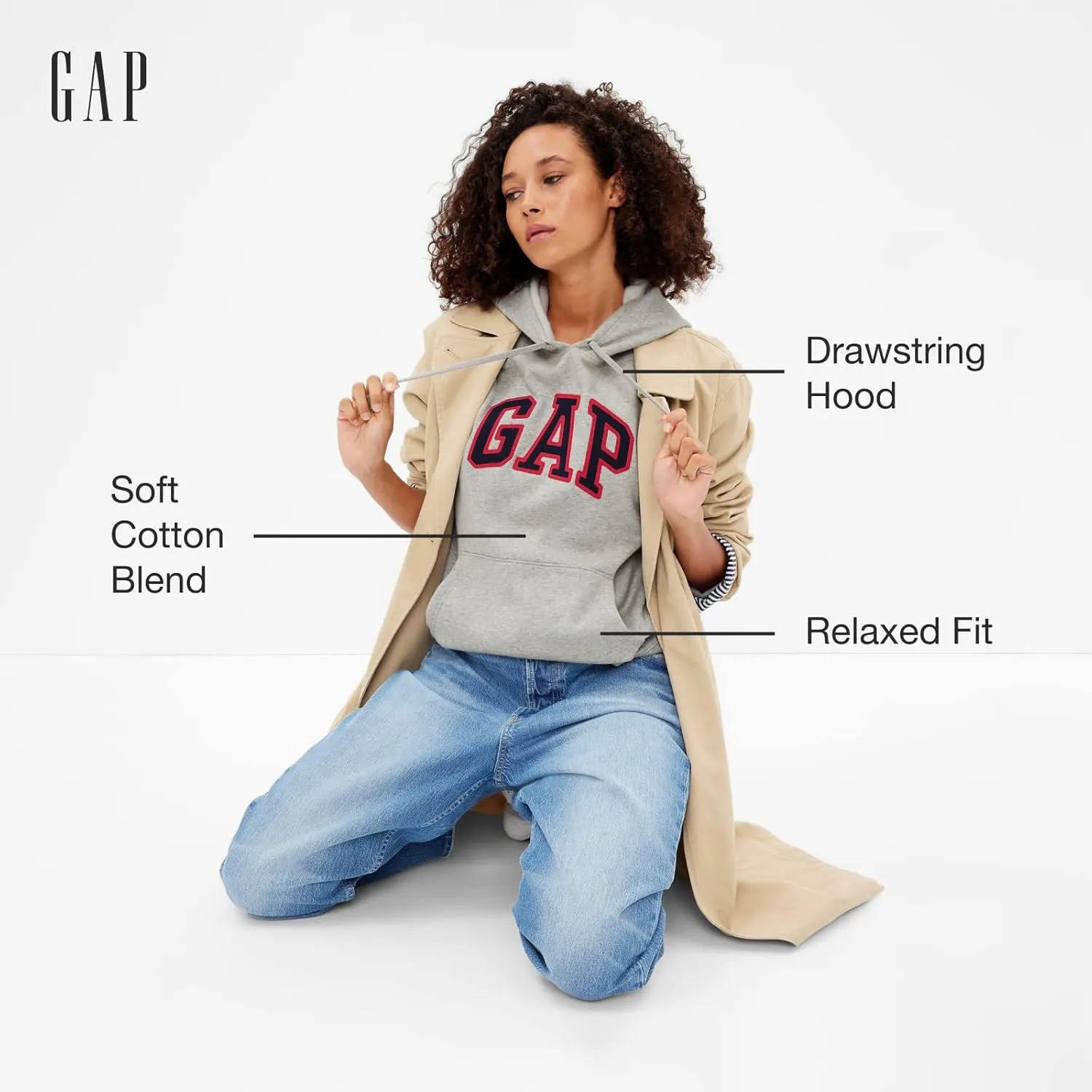 GAP Women's Logo Hoodie Hooded Pull-on Sweatshirt