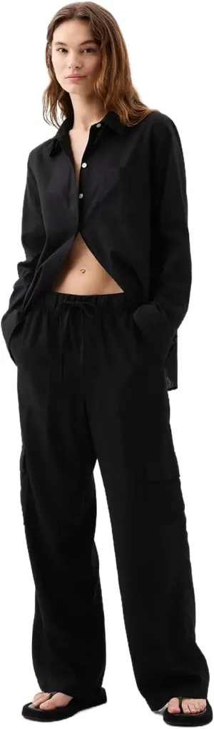 GAP Women's Wide Leg Linen Pull on Pant