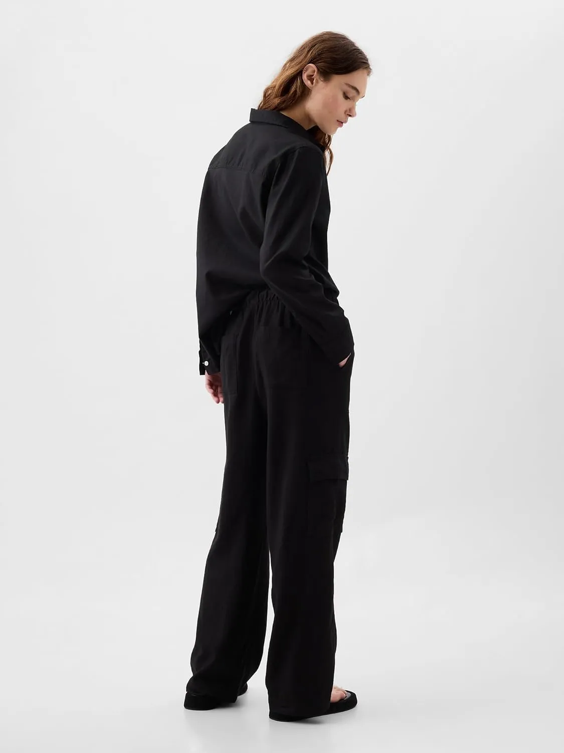 GAP Women's Wide Leg Linen Pull on Pant