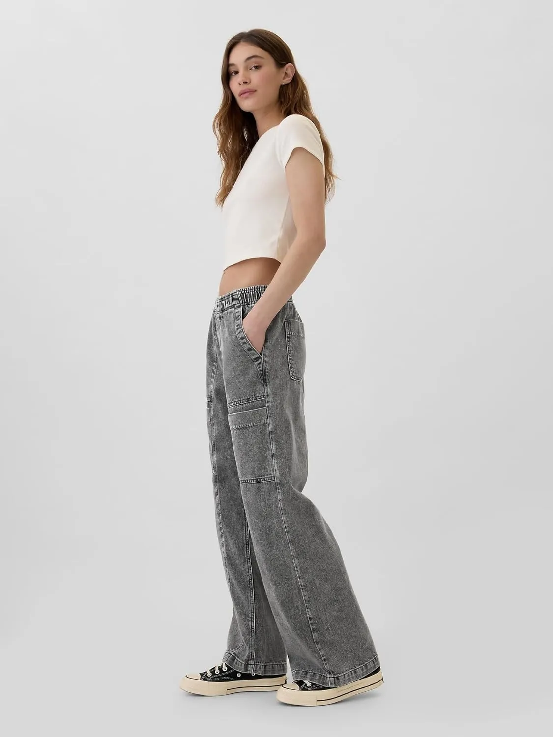 GAP Women's Wide Leg Pull on Utility Pant
