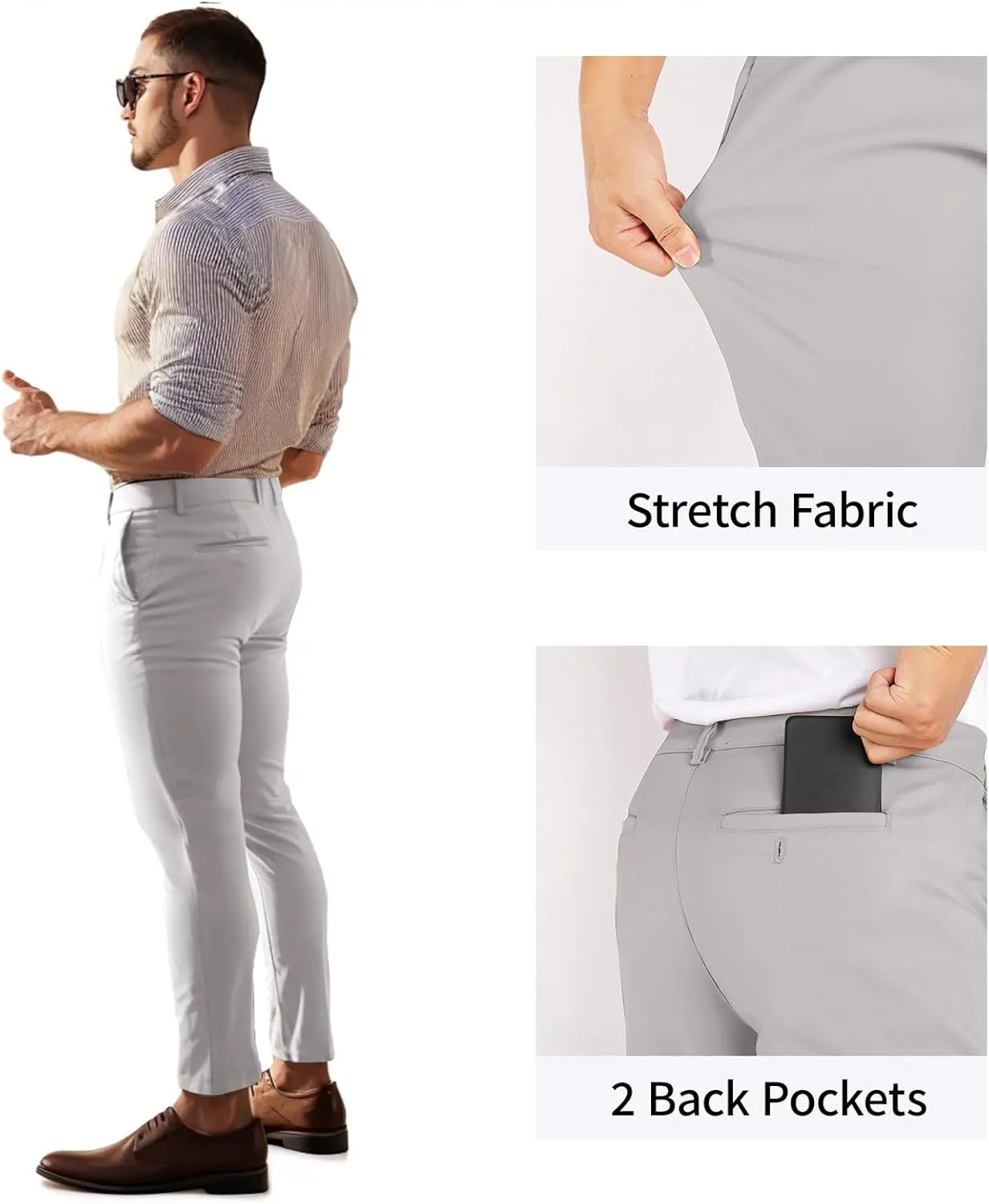 GINGTTO Mens Dress Pants Slim Fit Stretch Formal Pants for Men