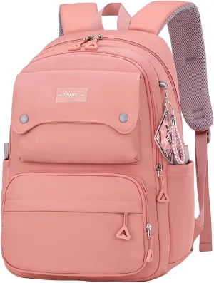 Girls Backpack for School Kids Pink, Multi-Pocket School Bag Backpack for Teen Girls Bookbag